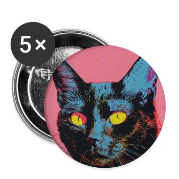 Katze, katzenmotiv, popart, geschenk, geschenkidee - Buttons groß 56 mm (5er Pack) - Weiß - Vorne