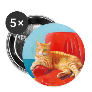 Chat, motif chat, pop art, cadeau, idée cadeau - Lot de 5 grands badges (56 mm) - blanc - Devant