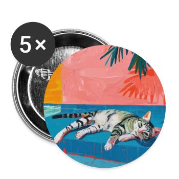 Katze, katzenmotiv, popart, geschenk, geschenkidee - Buttons groß 56 mm (5er Pack) - Weiß - Vorne