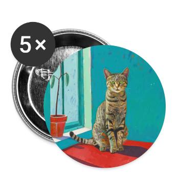 Katze, katzenmotiv, popart, geschenk, geschenkidee - Buttons groß 56 mm (5er Pack) - Weiß - Vorne