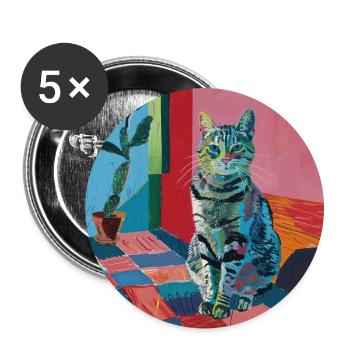 Katze, katzenmotiv, popart, geschenk, geschenkidee - Buttons groß 56 mm (5er Pack) - Weiß - Vorne