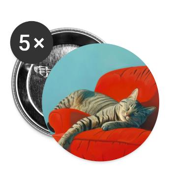 Chat, motif chat, pop art, cadeau, idée cadeau - Lot de 5 grands badges (56 mm) - blanc - Devant