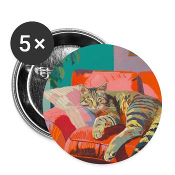 Katze, katzenmotiv, popart, geschenk, geschenkidee - Buttons groß 56 mm (5er Pack) - Weiß - Vorne