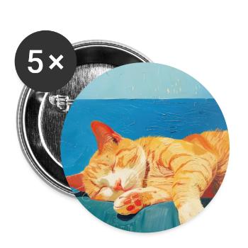 Katze, katzenmotiv, popart, geschenk, geschenkidee - Buttons groß 56 mm (5er Pack) - Weiß - Vorne
