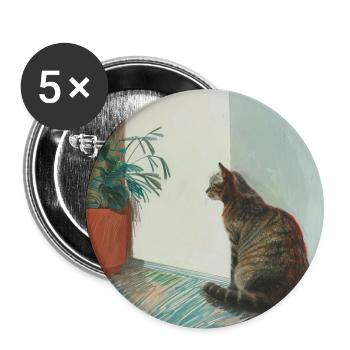 Chat, motif chat, pop art, cadeau, idée cadeau - Lot de 5 grands badges (56 mm) - blanc - Devant