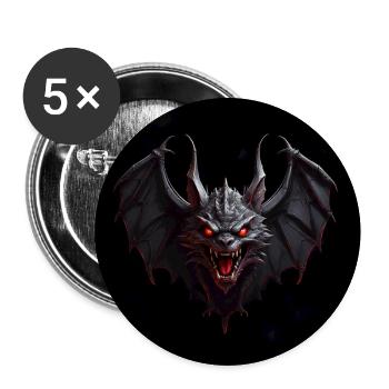 Devilish Bat Red Eyes Teeth - Buttons large 2.2''/56 mm (5-pack) - white - Front