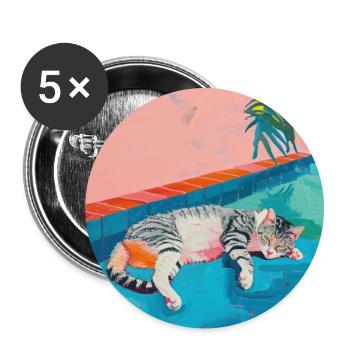 Katze, katzenmotiv, popart, geschenk, geschenkidee - Buttons groß 56 mm (5er Pack) - Weiß - Vorne