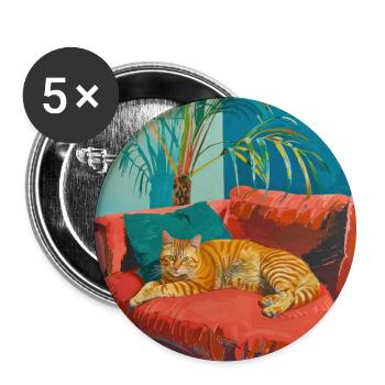 Katze, katzenmotiv, popart, geschenk, geschenkidee - Buttons groß 56 mm (5er Pack) - Weiß - Vorne