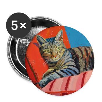 Katze, katzenmotiv, popart, geschenk, geschenkidee - Buttons groß 56 mm (5er Pack) - Weiß - Vorne