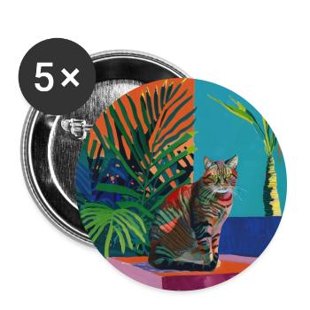 Katze, katzenmotiv, popart, geschenk, geschenkidee - Buttons groß 56 mm (5er Pack) - Weiß - Vorne