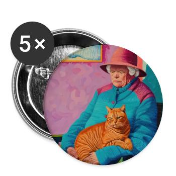 Katze, katzenmotiv, popart, geschenk, geschenkidee - Buttons groß 56 mm (5er Pack) - Weiß - Vorne