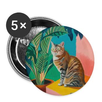 Katze, katzenmotiv, popart, geschenk, geschenkidee - Buttons groß 56 mm (5er Pack) - Weiß - Vorne