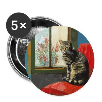 Katze, katzenmotiv, popart, geschenk, geschenkidee - Buttons groß 56 mm (5er Pack) - Weiß - Vorne