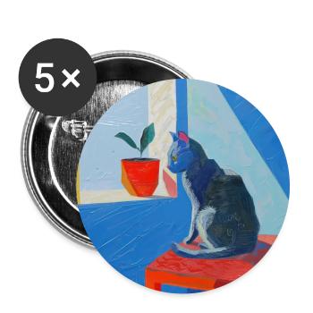 Chat, motif chat, pop art, cadeau, idée cadeau - Lot de 5 grands badges (56 mm) - blanc - Devant