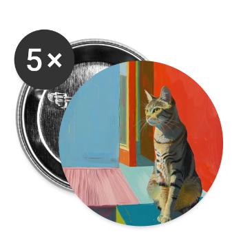 Katze, katzenmotiv, popart, geschenk, geschenkidee - Buttons groß 56 mm (5er Pack) - Weiß - Vorne
