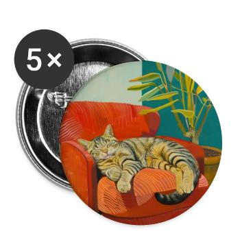 Katze, katzenmotiv, popart, geschenk, geschenkidee - Buttons groß 56 mm (5er Pack) - Weiß - Vorne