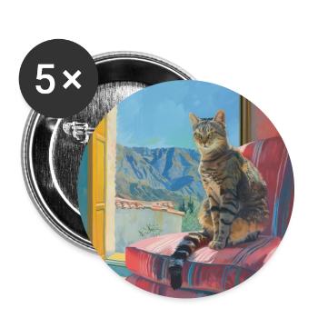 Katze, katzenmotiv, popart, geschenk, geschenkidee - Buttons groß 56 mm (5er Pack) - Weiß - Vorne
