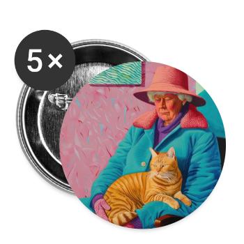Katze, katzenmotiv, popart, geschenk, geschenkidee - Buttons groß 56 mm (5er Pack) - Weiß - Vorne