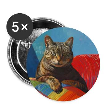 Katze, katzenmotiv, popart, geschenk, geschenkidee - Buttons groß 56 mm (5er Pack) - Weiß - Vorne