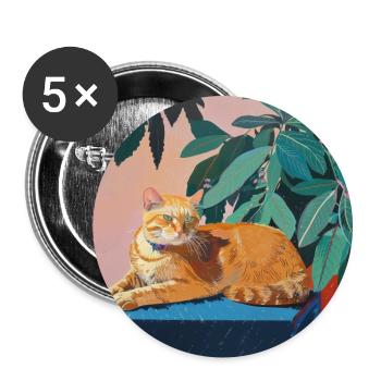 Katze, katzenmotiv, popart, geschenk, geschenkidee - Buttons groß 56 mm (5er Pack) - Weiß - Vorne