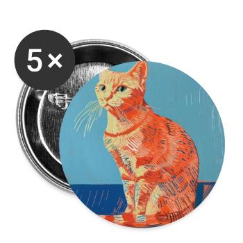 Katze, katzenmotiv, popart, geschenk, geschenkidee - Buttons groß 56 mm (5er Pack) - Weiß - Vorne