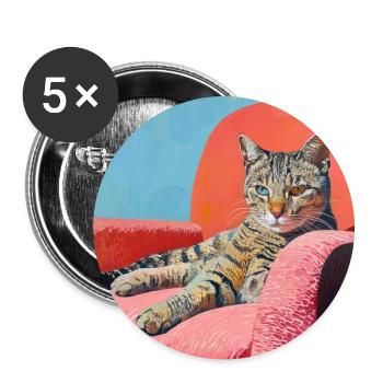 Katze, katzenmotiv, popart, geschenk, geschenkidee - Buttons groß 56 mm (5er Pack) - Weiß - Vorne