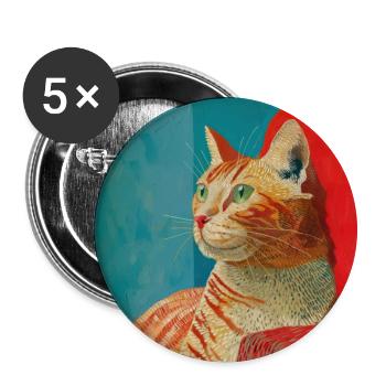 Chat, motif chat, pop art, cadeau, idée cadeau - Lot de 5 grands badges (56 mm) - blanc - Devant