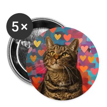 Katze, katzenmotiv, popart, geschenk, geschenkidee - Buttons groß 56 mm (5er Pack) - Weiß - Vorne