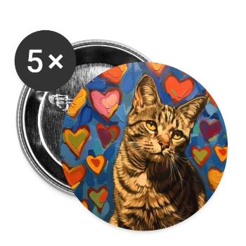 Katze, katzenmotiv, popart, geschenk, geschenkidee - Buttons groß 56 mm (5er Pack) - Weiß - Vorne
