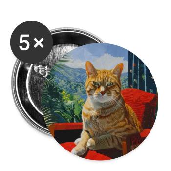 Katze, katzenmotiv, popart, geschenk, geschenkidee - Buttons groß 56 mm (5er Pack) - Weiß - Vorne