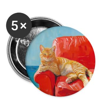 Chat, motif chat, pop art, cadeau, idée cadeau - Lot de 5 grands badges (56 mm) - blanc - Devant