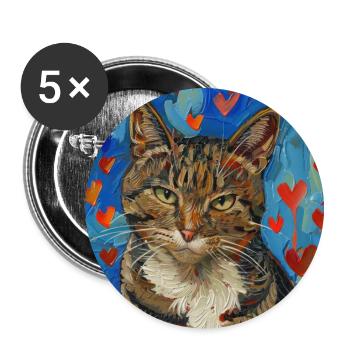 Katze, katzenmotiv, popart, geschenk, geschenkidee - Buttons groß 56 mm (5er Pack) - Weiß - Vorne