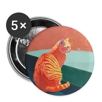 Chat, motif chat, pop art, cadeau, idée cadeau - Lot de 5 grands badges (56 mm) - blanc - Devant