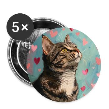 Katze, katzenmotiv, popart, geschenk, geschenkidee - Buttons groß 56 mm (5er Pack) - Weiß - Vorne