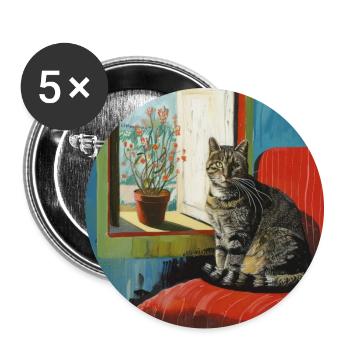 Katze, katzenmotiv, popart, geschenk, geschenkidee - Buttons groß 56 mm (5er Pack) - Weiß - Vorne