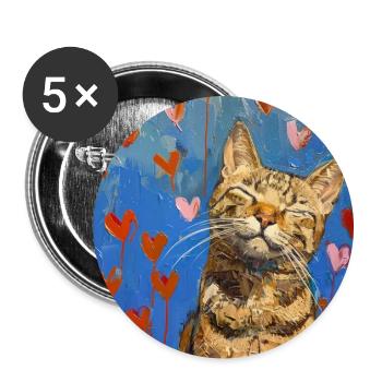 Katze, katzenmotiv, popart, geschenk, geschenkidee - Buttons groß 56 mm (5er Pack) - Weiß - Vorne