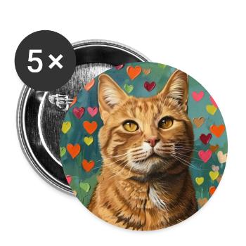 Katze, katzenmotiv, popart, geschenk, geschenkidee - Buttons groß 56 mm (5er Pack) - Weiß - Vorne