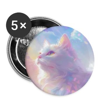 Katze, katzenmotiv, anime, geschenk, geschenkideen - Buttons groß 56 mm (5er Pack) - Weiß - Vorne