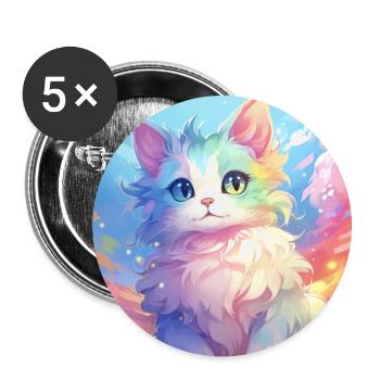 chat, motif de chat, anime, cadeau, idée cadeau - Lot de 5 grands badges (56 mm) - blanc - Devant