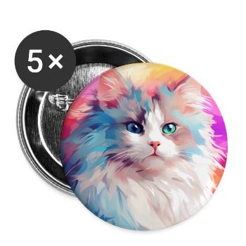 Katze, katzenmotiv, anime, geschenk, geschenkideen - Buttons groß 56 mm (5er Pack) - Weiß - Vorne