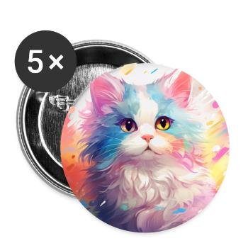 chat, motif de chat, anime, cadeau, idées cadeaux - Lot de 5 grands badges (56 mm) - blanc - Devant