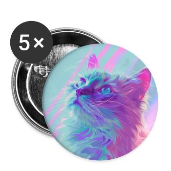 chat, motif de chat, anime, cadeau, idées cadeaux - Lot de 5 grands badges (56 mm) - blanc - Devant
