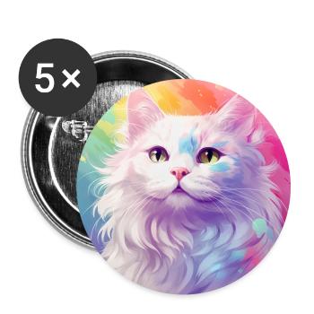 chat, motif de chat, anime, cadeau, idées cadeaux - Lot de 5 grands badges (56 mm) - blanc - Devant