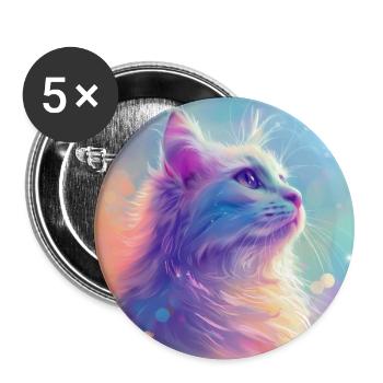 chat, motif de chat, anime, cadeau, idées cadeaux - Lot de 5 grands badges (56 mm) - blanc - Devant