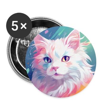 Katze, katzenmotiv, anime, geschenk, geschenkideen - Buttons groß 56 mm (5er Pack) - Weiß - Vorne