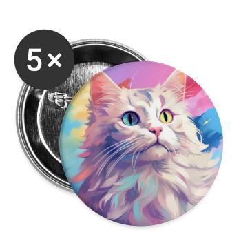 Katze, katzenmotiv, anime, geschenk, geschenkideen - Buttons groß 56 mm (5er Pack) - Weiß - Vorne