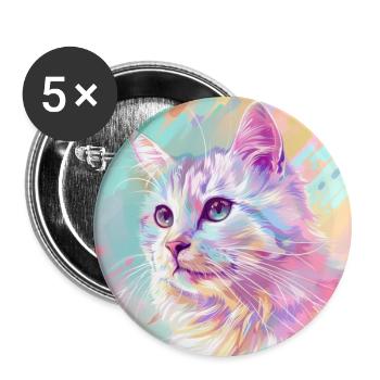 Katze, katzenmotiv, anime, geschenk, geschenkideen - Buttons groß 56 mm (5er Pack) - Weiß - Vorne
