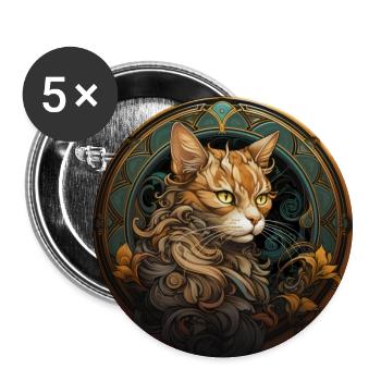 Katze, katzenmotiv, geschenk, geschenkideen katzen - Buttons groß 56 mm (5er Pack) - Weiß - Vorne