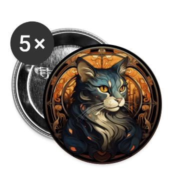 Katze, katzenmotiv, vintage, geschenk - Buttons groß 56 mm (5er Pack) - Weiß - Vorne