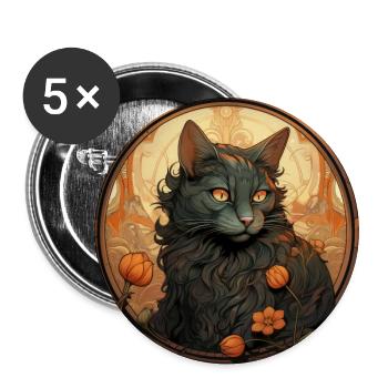 Katze, katzenmotiv, vintage, geschenk - Buttons groß 56 mm (5er Pack) - Weiß - Vorne
